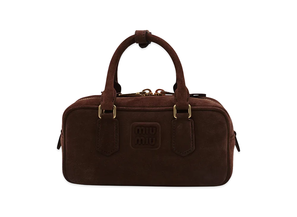 MIU MIU Women's Suede Arcadie Handbag "Dark Brown"
