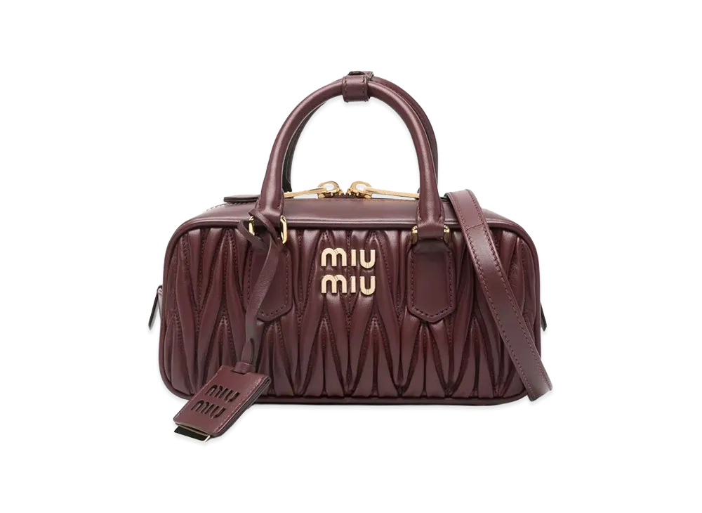 MIU MIU Women's Arcadie Regular Matelasse Nappa Leather Bag "Burgundy"