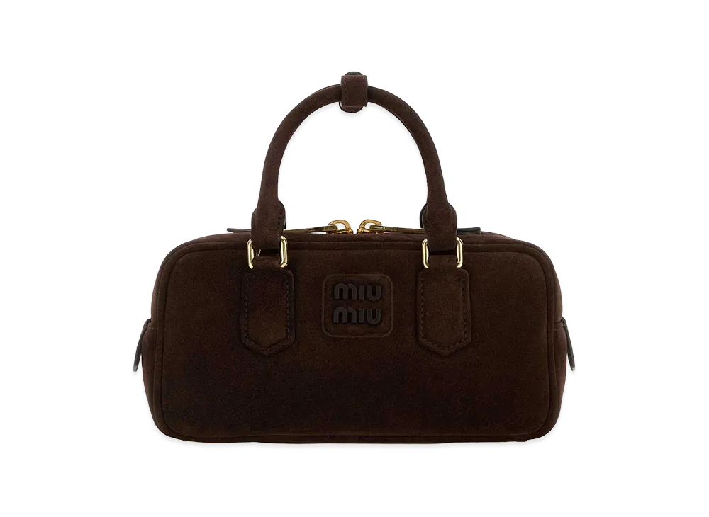MIU MIU Women's Suede Arcadie Handbag "Dark Brown"