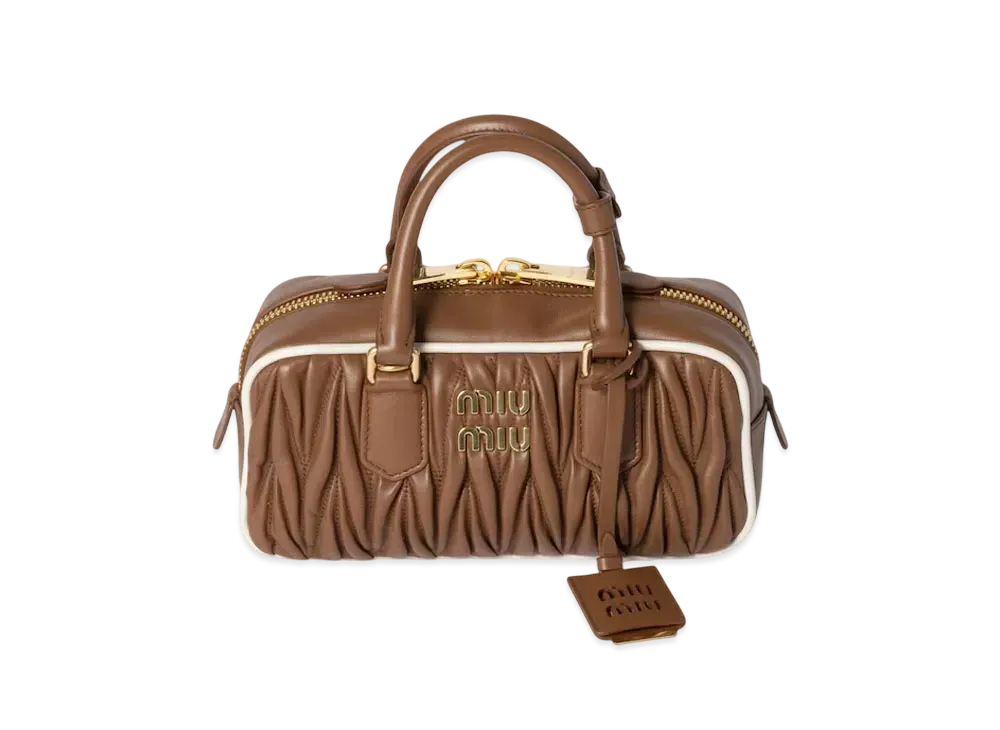 MIUMIU Arcadie Matelasse Nappa Leather Bag "Brown/White"