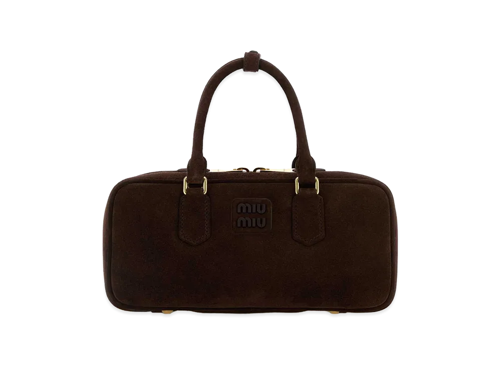 MIU MIU Women's Suede Arcadie Handbag "Dark Brown"