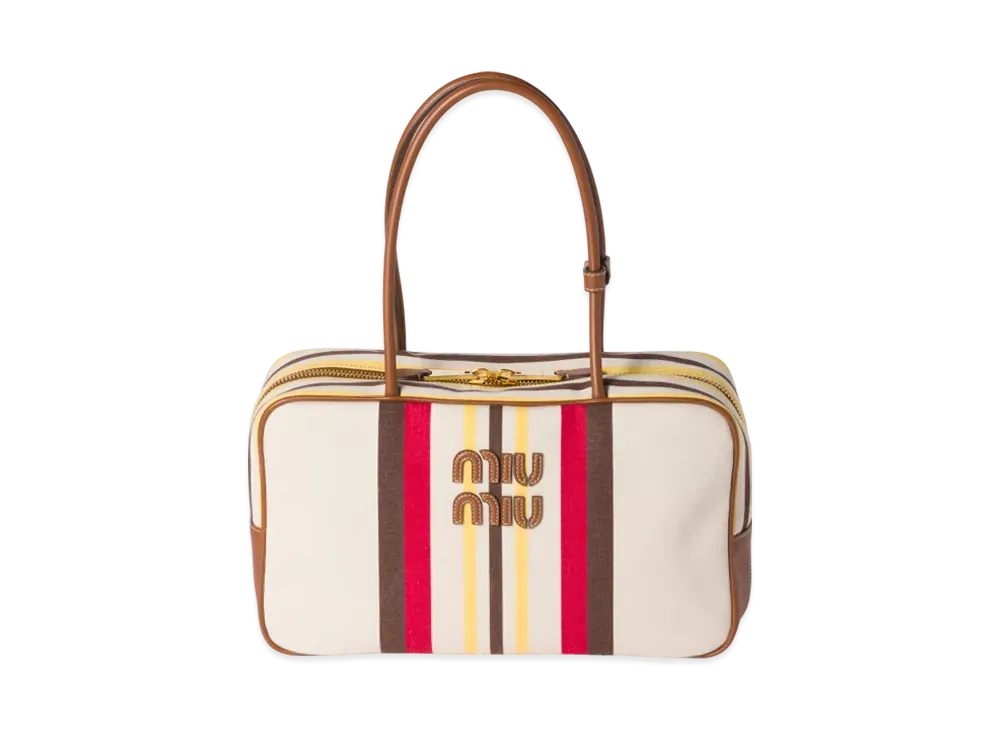 MIUMIU Beau Canvas and Leather Bag "Natural"