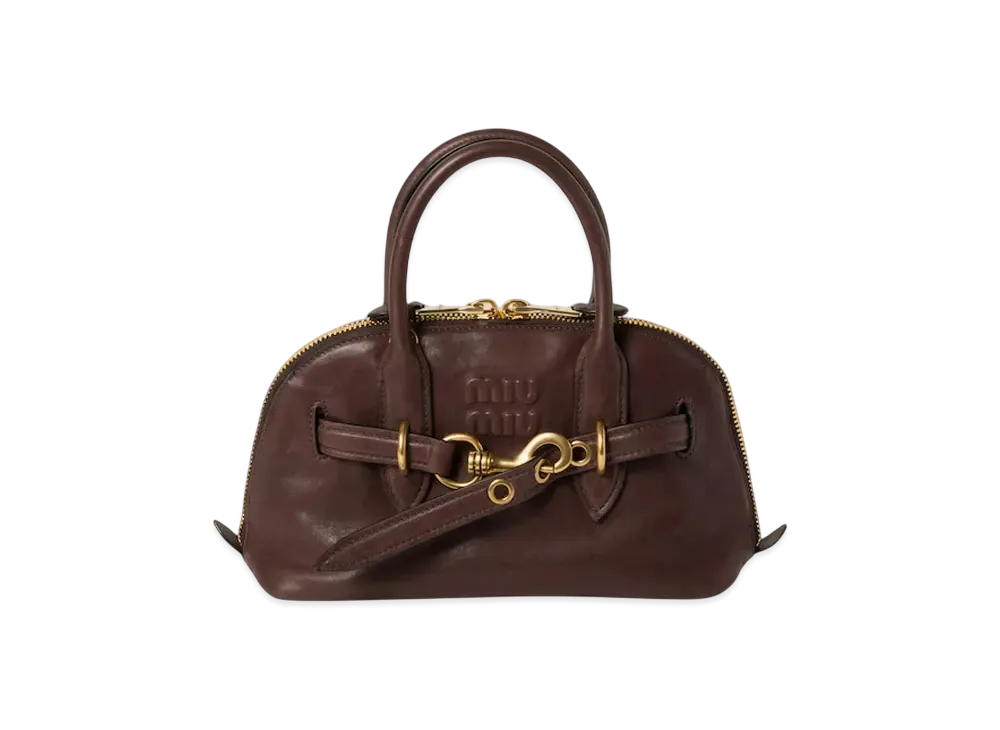 MIUMIU Aventure Nappa Leather Top-Handle Bag Small "Brown"