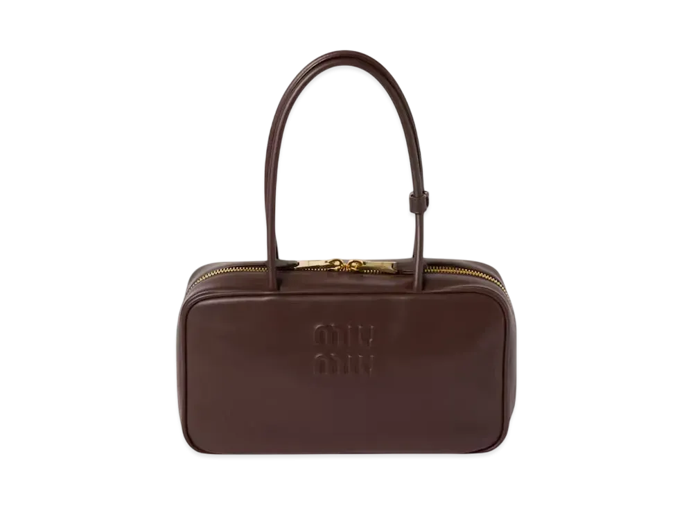 MIUMIU Beau Leather Top-Handle Bag Medium "Brown"