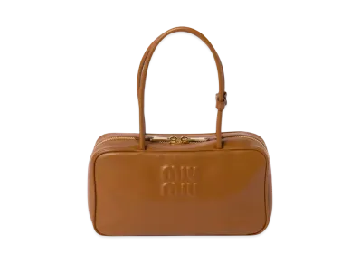MIUMIU Beau Leather Top-Handle Bag Medium "Cognac"