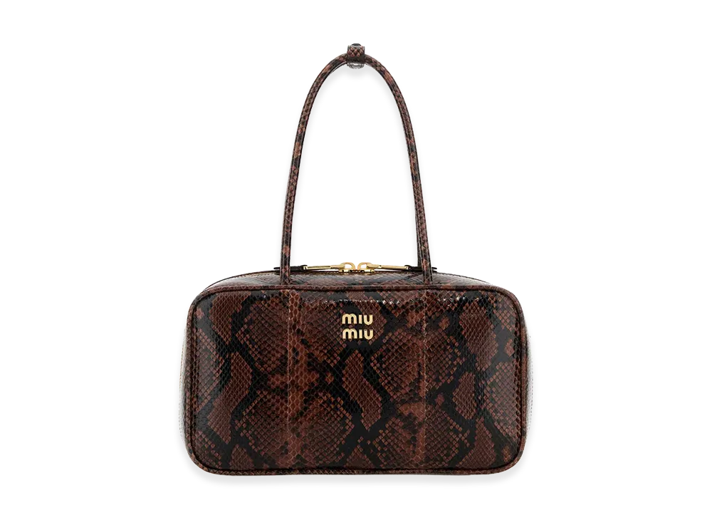 MIU MIU Women's Printed Leather Beau Handbag "Brown"