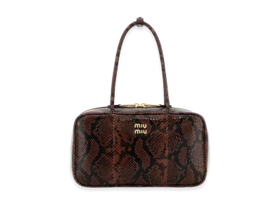 MIU MIU Women's Printed Leather Beau Handbag "Brown"