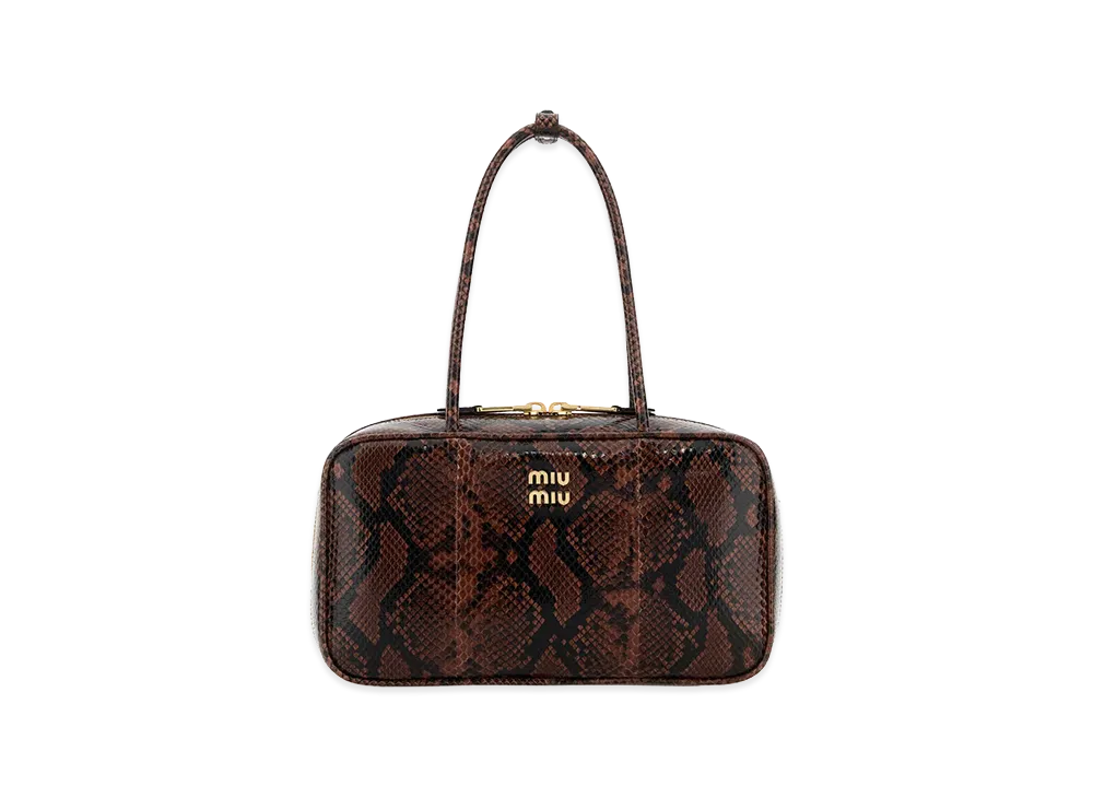 MIU MIU Women's Printed Leather Beau Shoulder Bag "Brown"