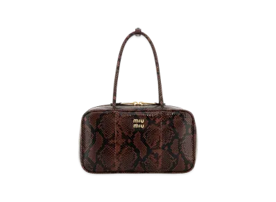 MIU MIU Women's Printed Leather Beau Shoulder Bag "Brown"