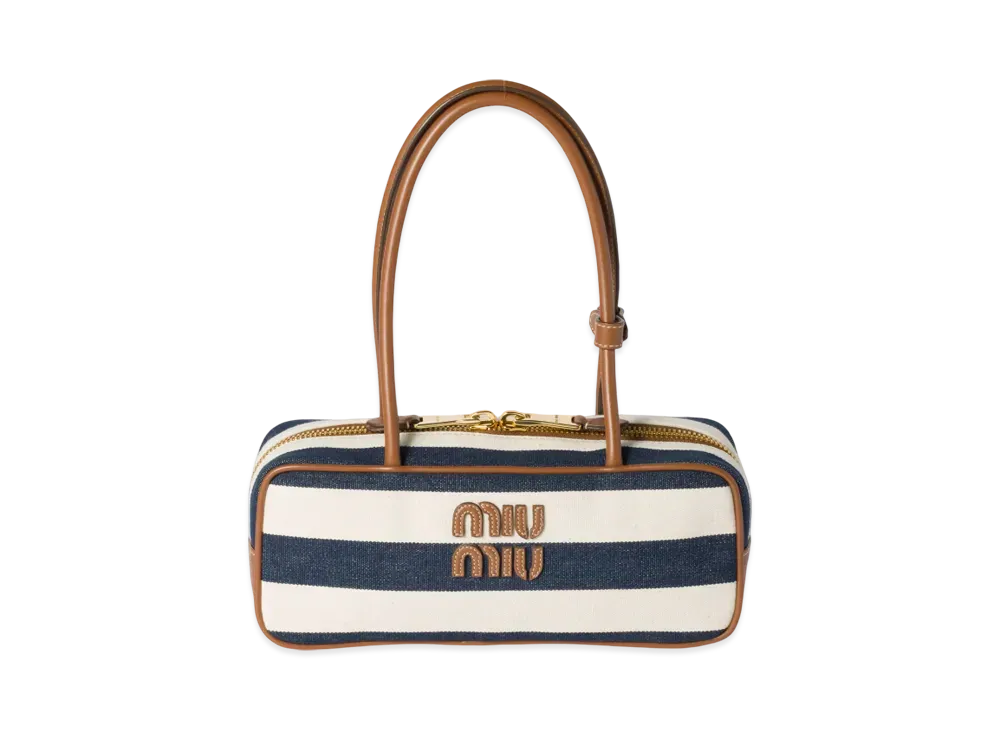MIUMIU Beau Canvas and Leather Bag "Blue"