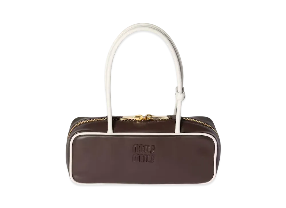 MIUMIU Beau Leather Bag "Brown/White"