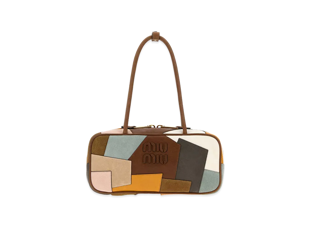 MIU MIU Women's Leather and Suede Shoulder Bag "Brown/Multicolor"