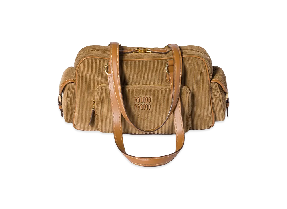 MIU MIU Corduroy Pocket Top Handle Bag "Cinnamon"