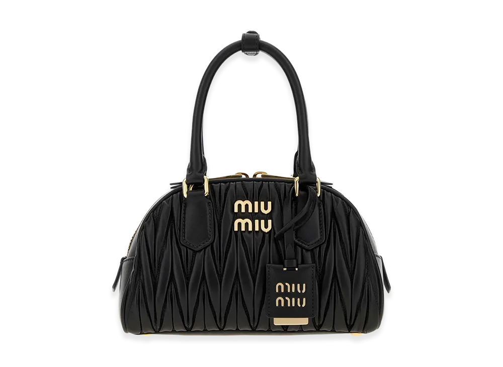 MIU MIU Women's Nappa Leather Arcadie Handbag "Black"