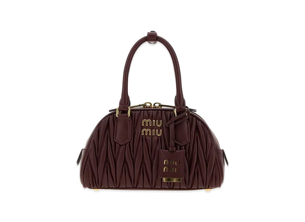 MIU MIU Women's Nappa Leather Arcadie Handbag "Burgundy"