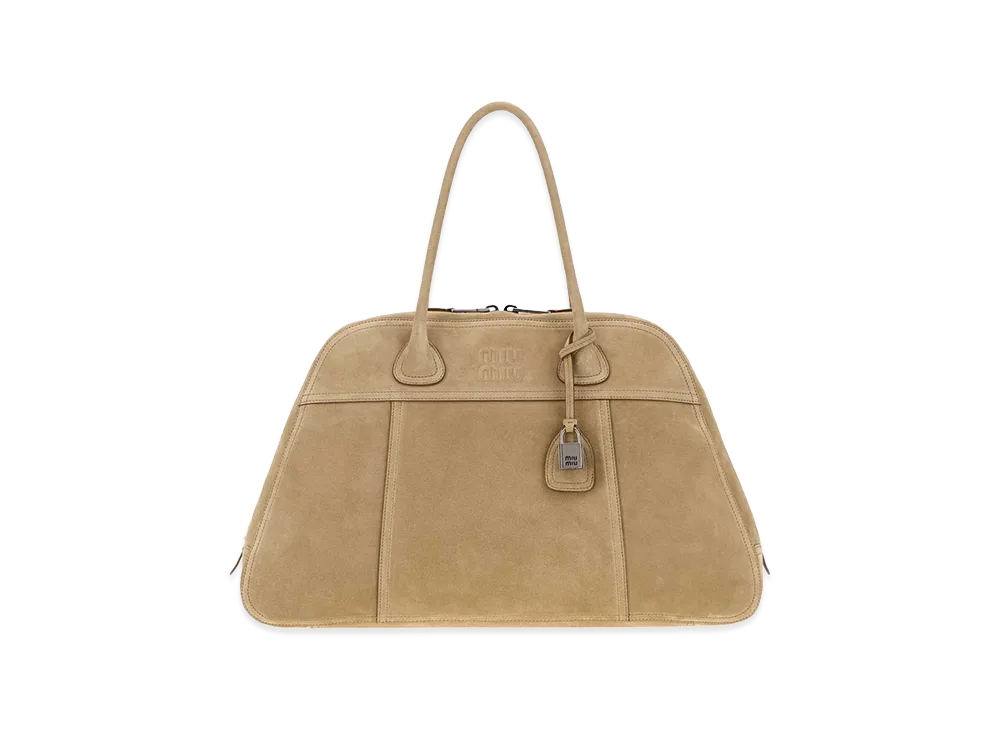 MIU MIU Women's Suede Vivant Shopping Bag "Beige"