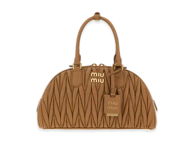 MIU MIU Women's Nappa Leather Arcadie Handbag "Camel"