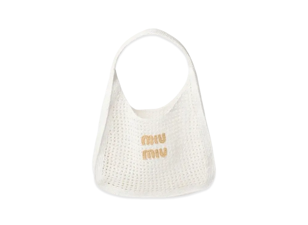 MIUMIU Woven Fabric Hobo Bag "White"