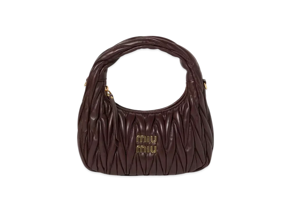 MIUMIU Wander Matelasse Nappa Leather Hobo Bag Small "Brown"