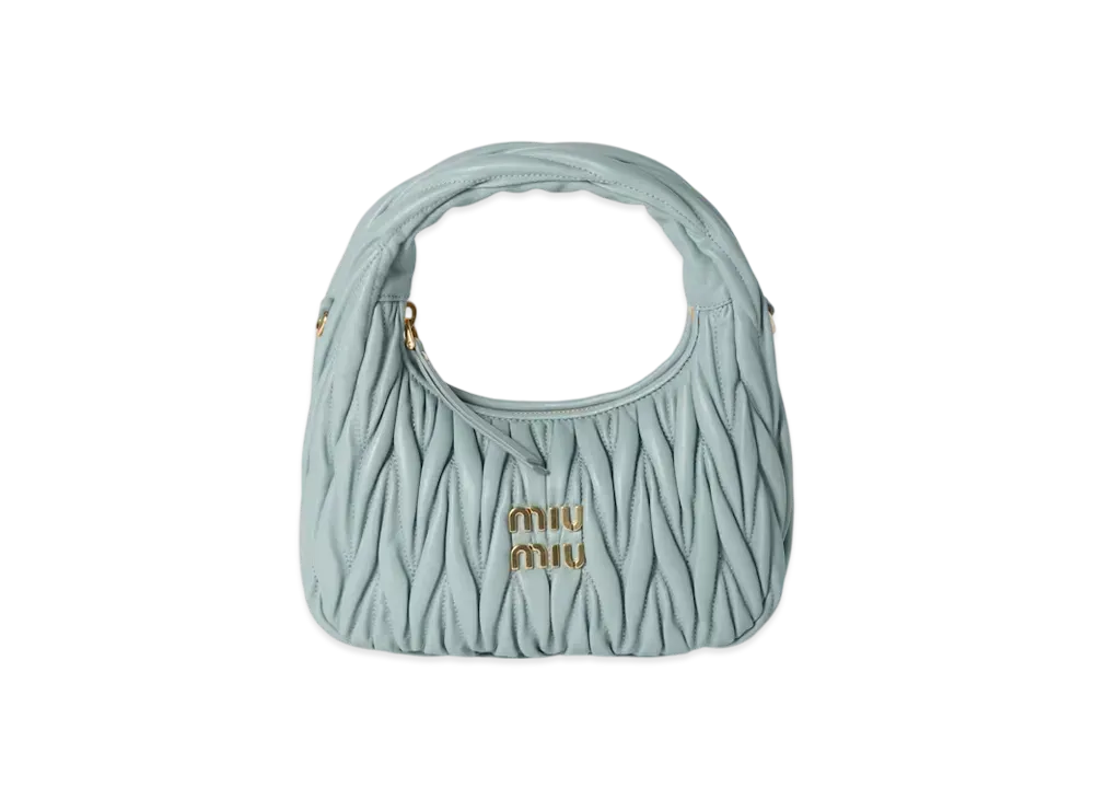 MIUMIU Wander Matelasse Nappa Leather Hobo Bag Small "Pale Green"