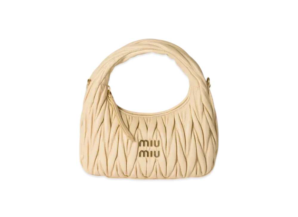 MIUMIU Wander Matelasse Nappa Leather Hobo Bag Small "Soy Green"