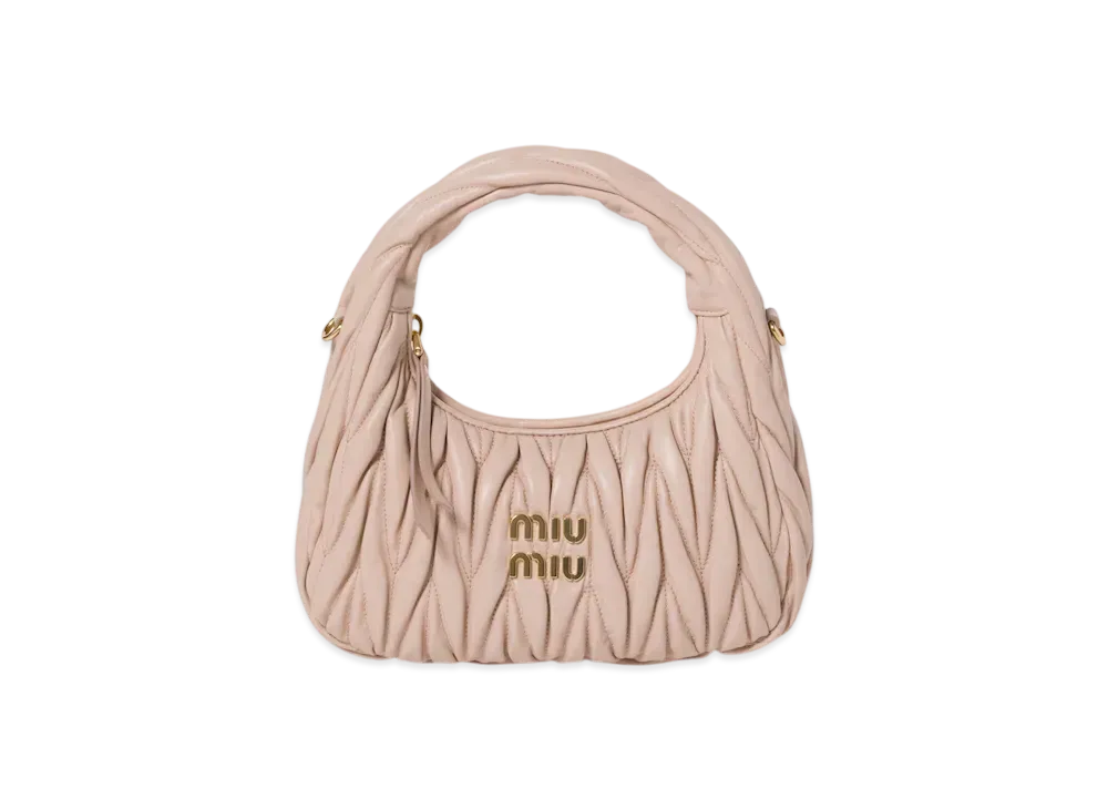 MIUMIU Wander Matelasse Nappa Leather Hobo Bag Small "Pink Beige"