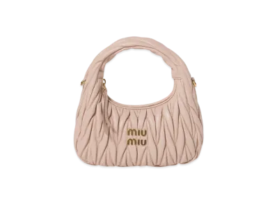 MIUMIU Wander Matelasse Nappa Leather Hobo Bag Small "Pink Beige"