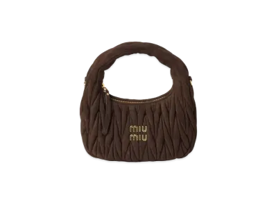 MIUMIU Wander Matelasse Suede Hobo Bag "Dark Brown"