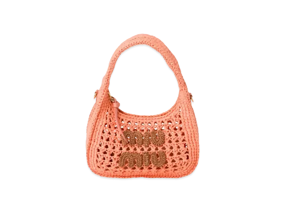 MIUMIU Wander Woven Fabric Hobo Bag "Tulip/Cognac"