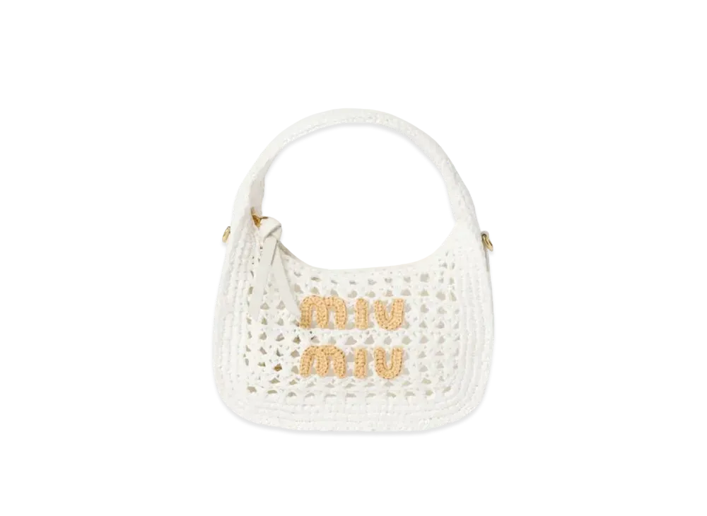 MIUMIU Wander Woven Fabric Hobo Bag "White"