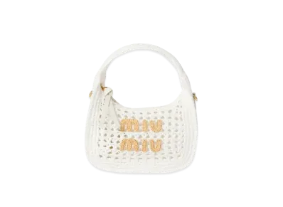 MIUMIU Wander Woven Fabric Hobo Bag "White"