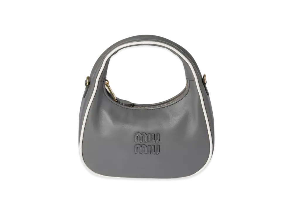 MIUMIU Wander Leather Bag "Marble Gray/White"
