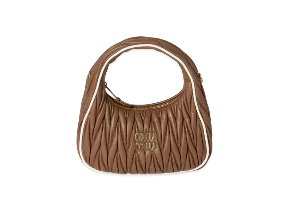 MIUMIU Wander Matelasse Nappa Leather Bag "Brown/White"