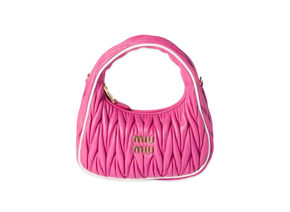 MIUMIU Wander Matelasse Nappa Leather Bag "Fuchsia Pink/White"
