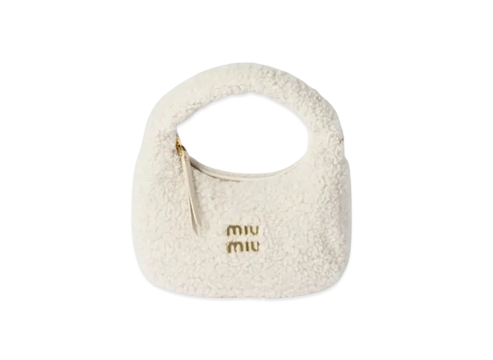 MIUMIU Wander Shearling Hobo Bag "Ivory"