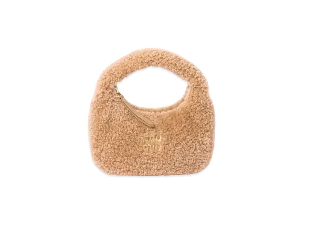 MIUMIU Wander Shearling Hobo Bag "Camel"