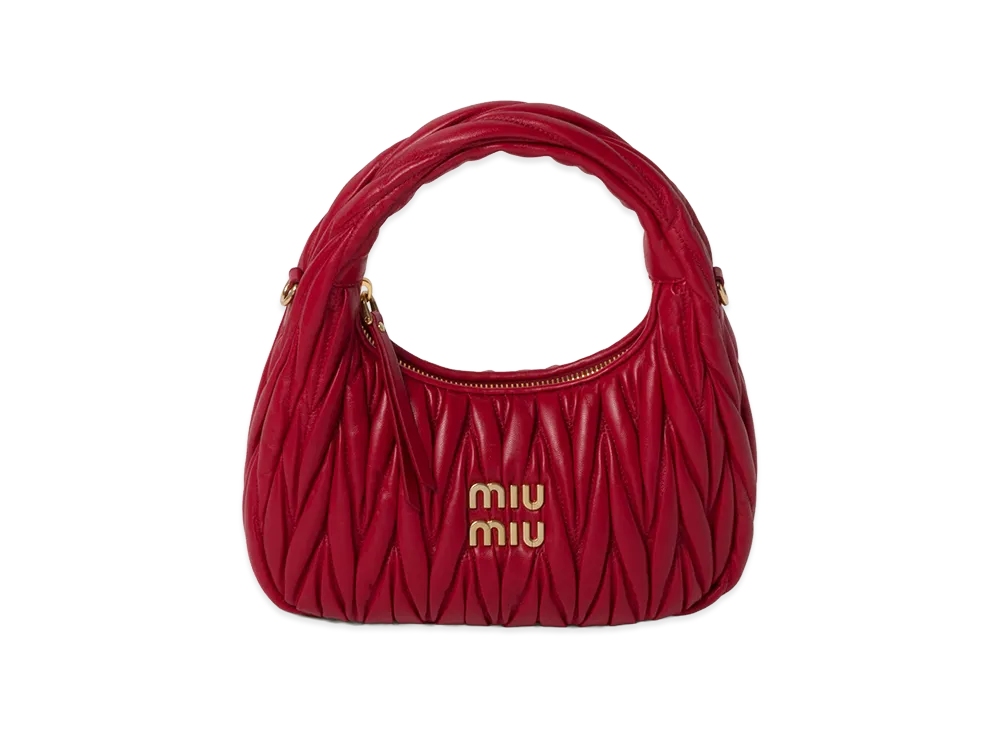 MIU MIU Wander Matelasse Leather Hobo Bag "Red"