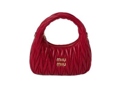MIU MIU Wander Matelasse Leather Hobo Bag "Red"