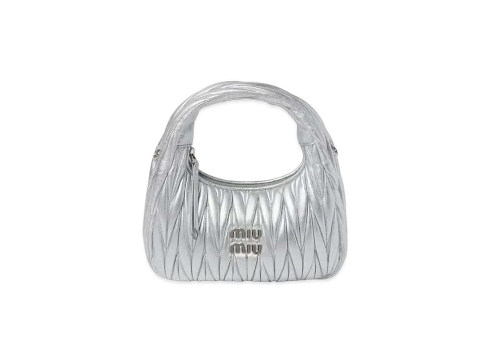MIUMIU Wander Matelasse Nappa Leather Hobo Bag "Silver"