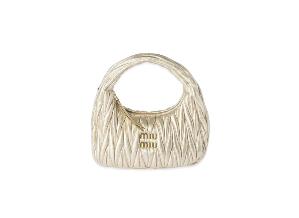 MIUMIU Wander Matelasse Nappa Leather Hobo Bag "Gold"