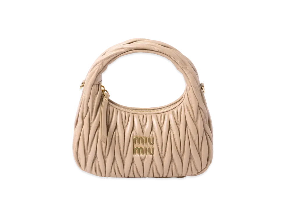 MIUMIU Wander Matelasse Nappa Leather Hobo Bag "Sand Beige"