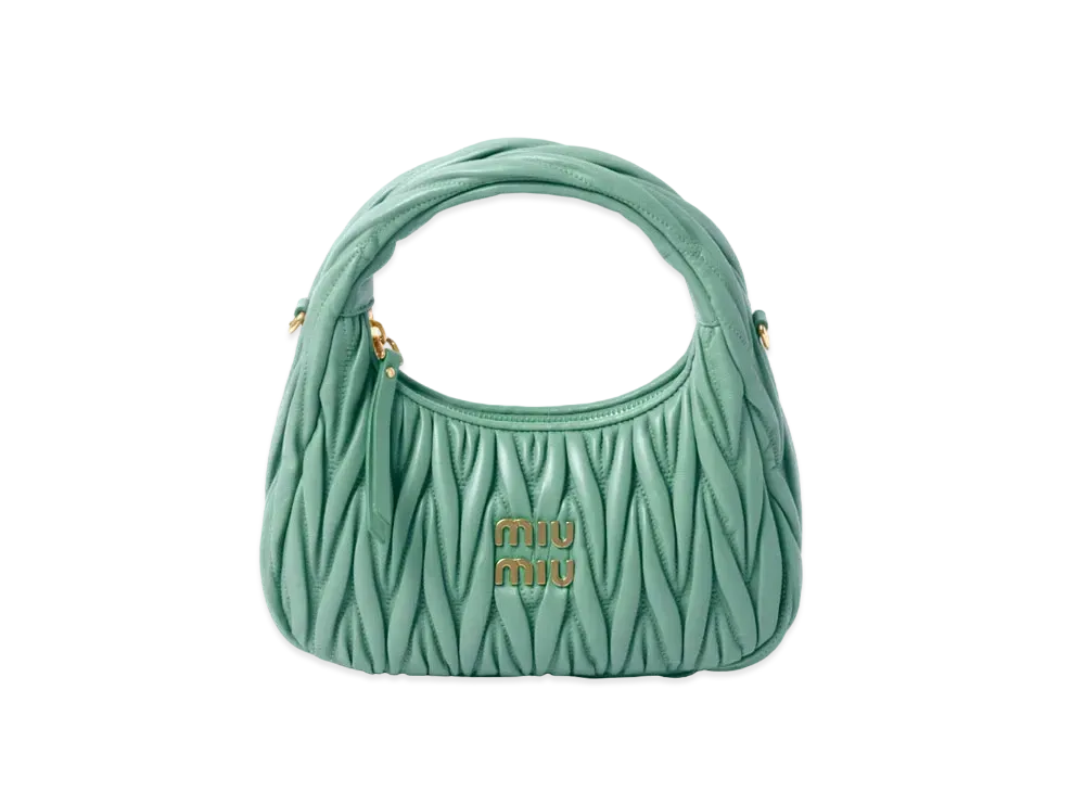 MIUMIU Wander Matelasse Nappa Leather Hobo Bag "Salvia Green"