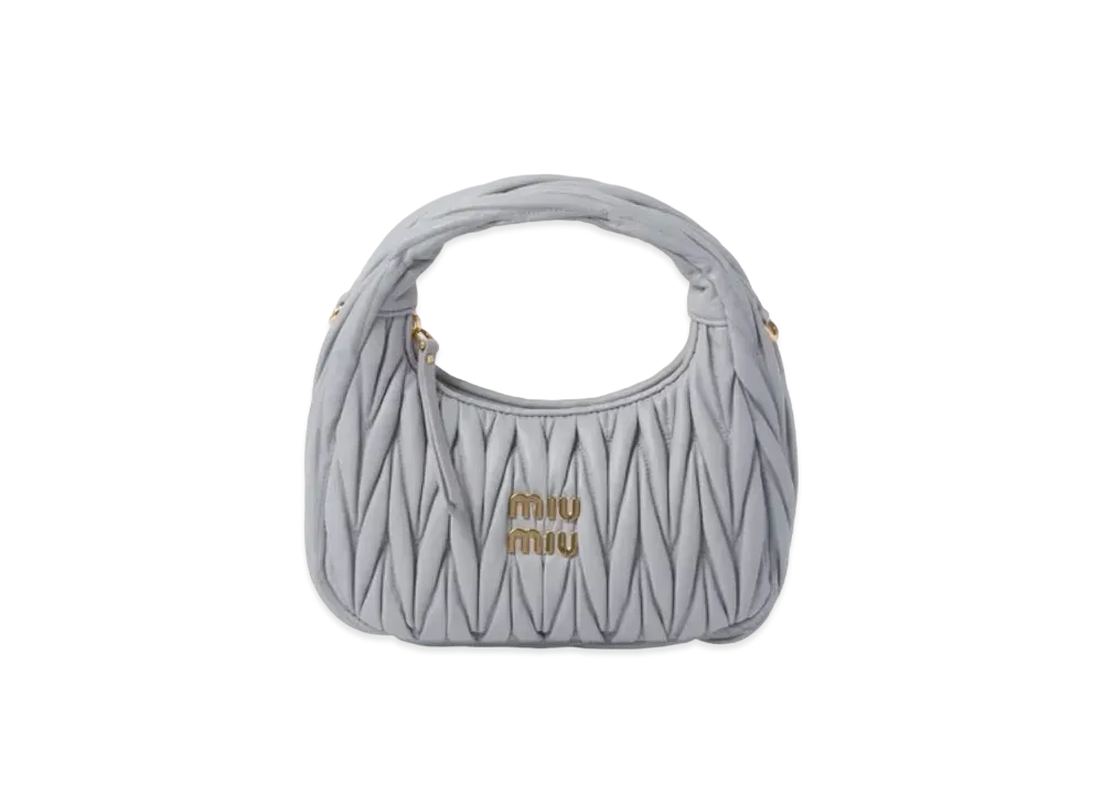 MIUMIU Wander Matelasse Nappa Leather Hobo Bag "Pearl Gray"
