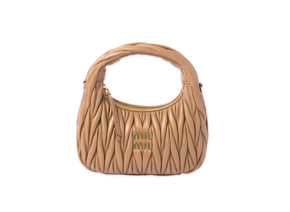 MIUMIU Wander Matelasse Nappa Leather Hobo Bag "Camel"