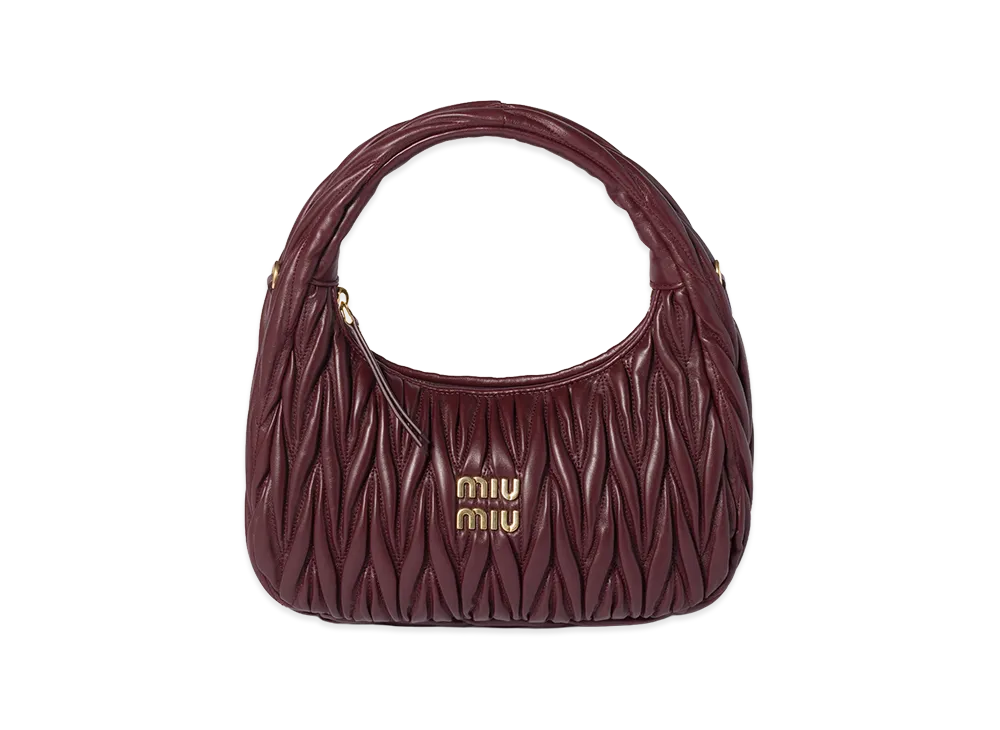 MIU MIU Wander Matelasse Leather Hobo Bag "Burgundy"