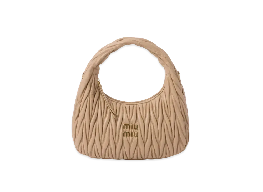 MIUMIU Wander Matelasse Nappa Leather Hobo Bag "Sand Beige"