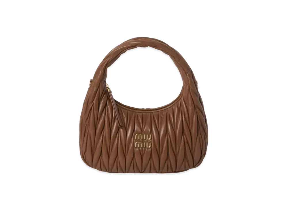 MIUMIU Wander Matelasse Nappa Leather Hobo Bag "Cognac"