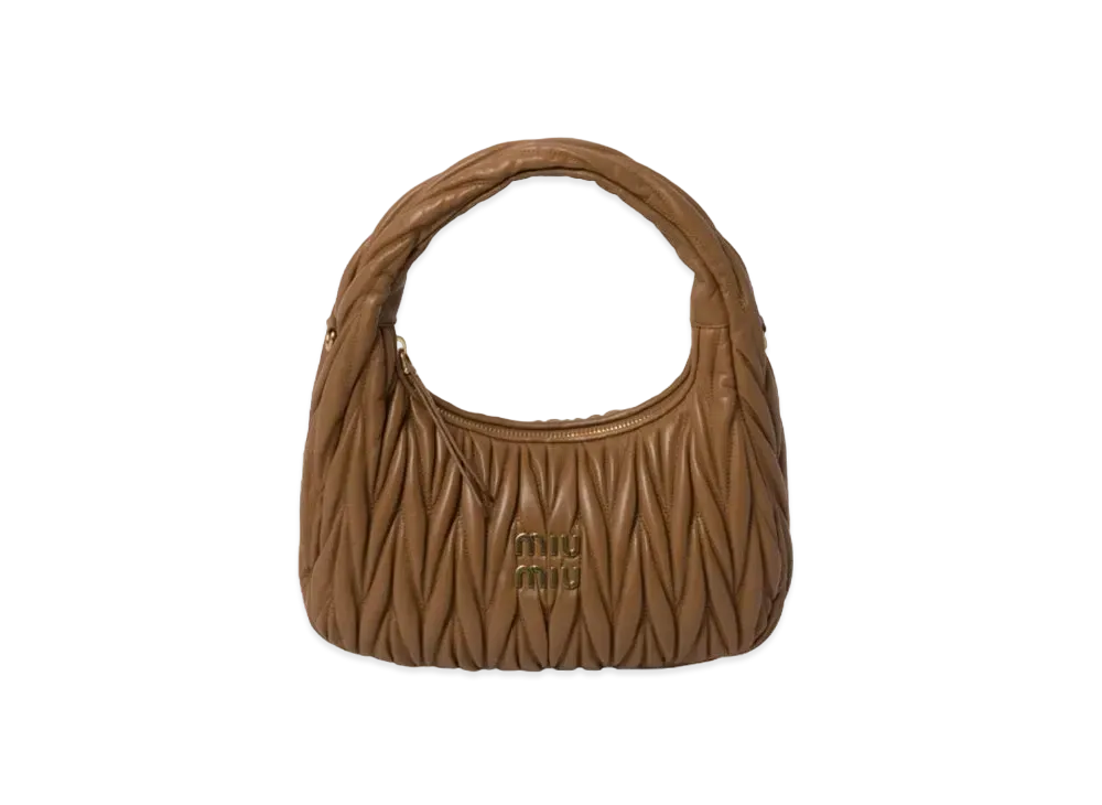 MIUMIU Wander Matelasse Nappa Leather Hobo Bag "Camel"