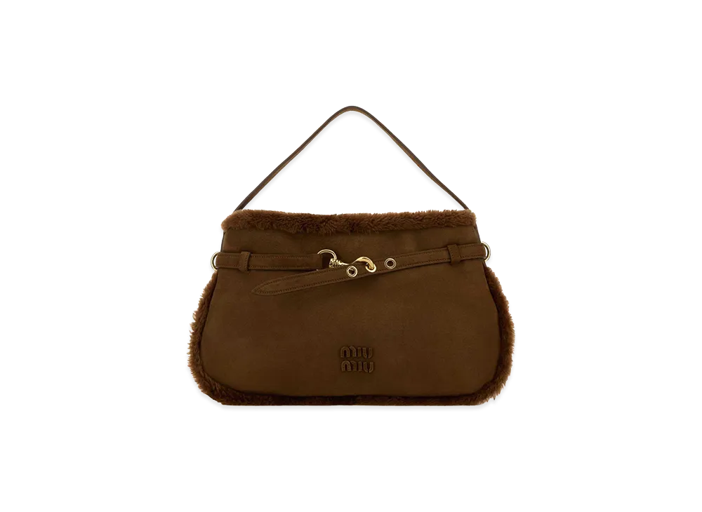 MIU MIU Women's Shearling Shoulder Bag "Brown"