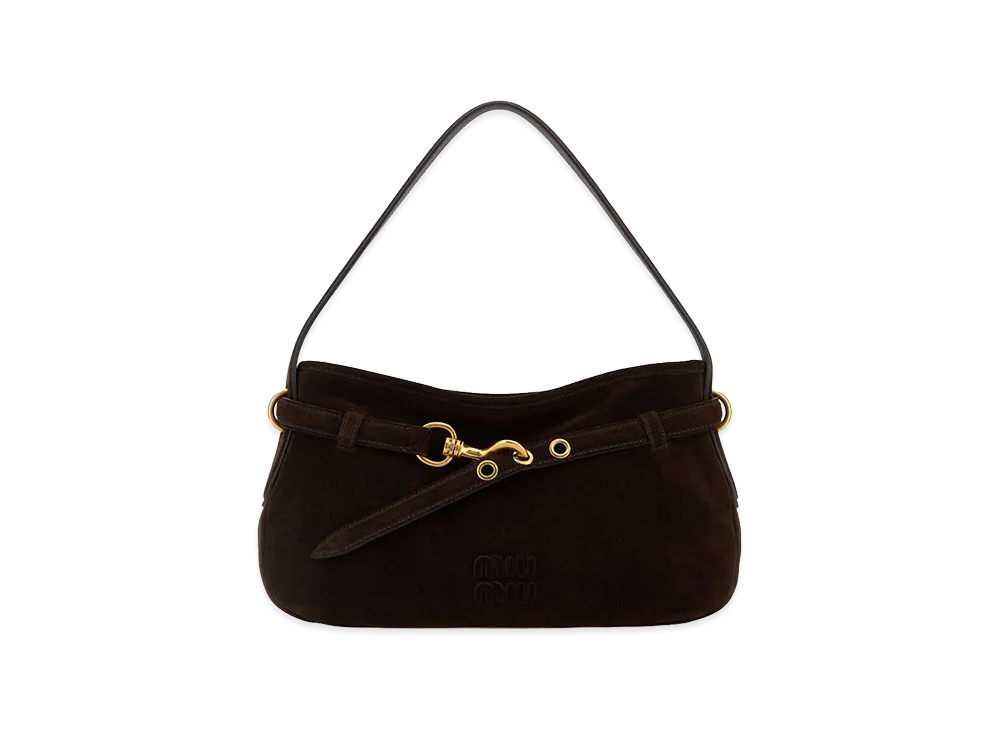 MIU MIU Women's Suede Avenue Handbag "Dark Brown"